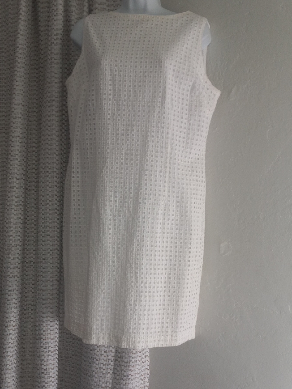 Sleeveless White Eyelet Midi Dress